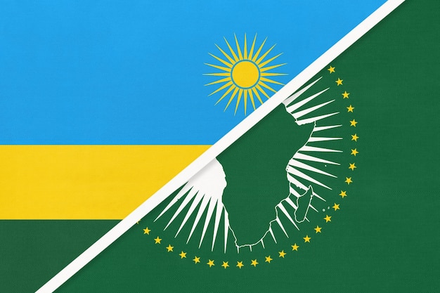 Afrikaanse Unie en Rwanda nationale vlag van textiel Afrika continent vs Rwandees symbool