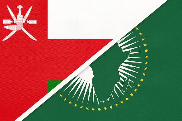 Afrikaanse Unie en Sultanaat van Oman nationale vlag van textiel Afrika continent vs Omani symbool