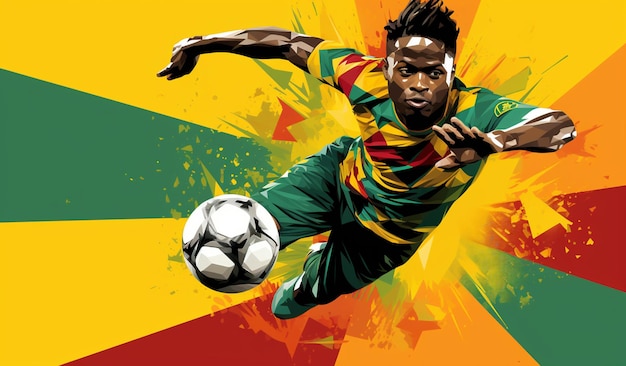 Afrikaanse voetballer die met een voetbal speelt
