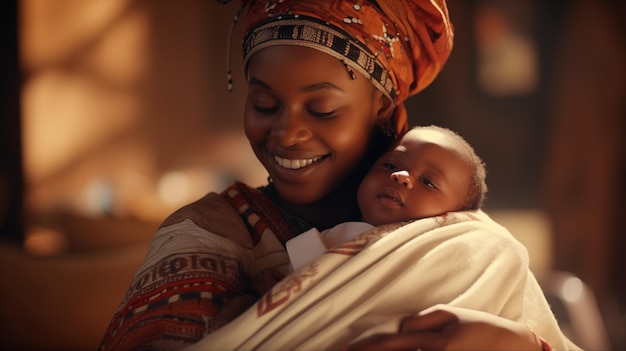 Afrikaanse vrouw met haar baby