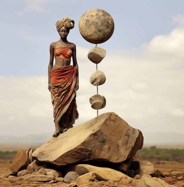Foto afrikaanse vrouwen sculptuur