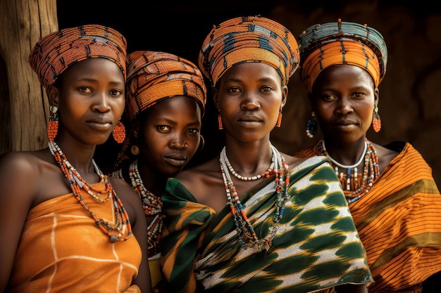 Afrikaanse vrouwen traditionele kleding Mooi model Genereer Ai