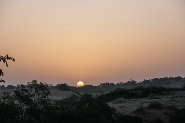 Foto afrikaanse zonsopgang in de woestijn van senegal