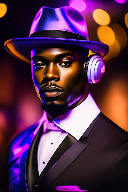 Afrikaanse zwarte man en model met kleurrijke achtergrond