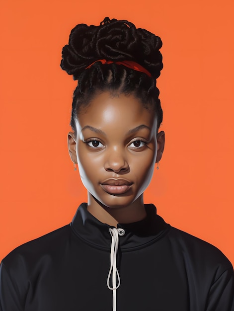 Afrikaanse zwarte vrouw portret schattig meisje stock foto achtergrond