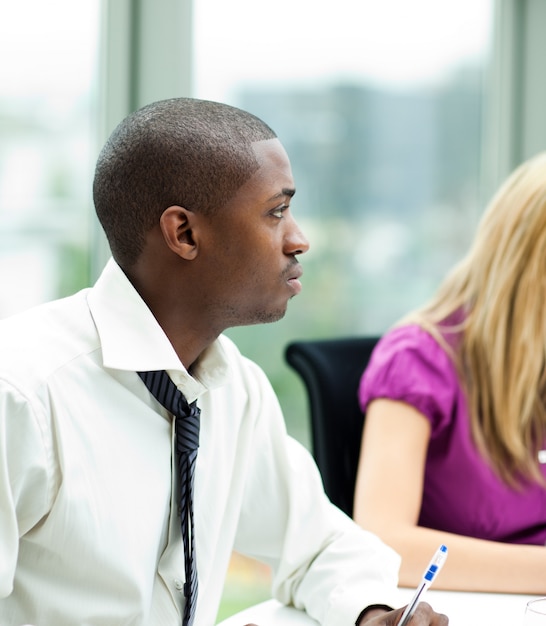 afro-american businessman in a meeting