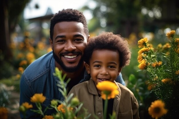Photo afro american father and son