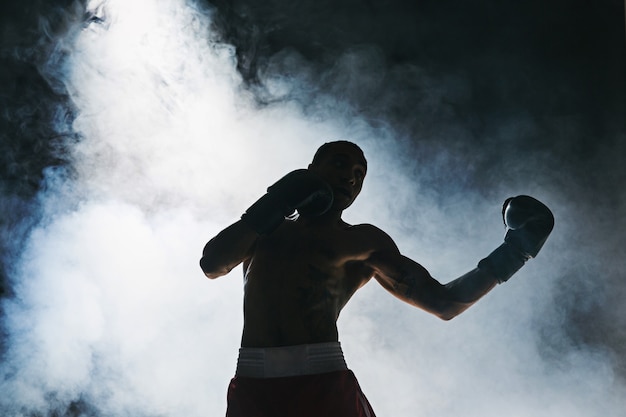 Photo afro american male boxer.