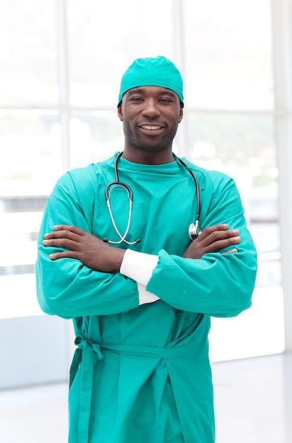 Afro-American surgeon in hospital 