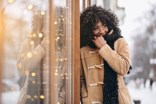 Afro american woman happy