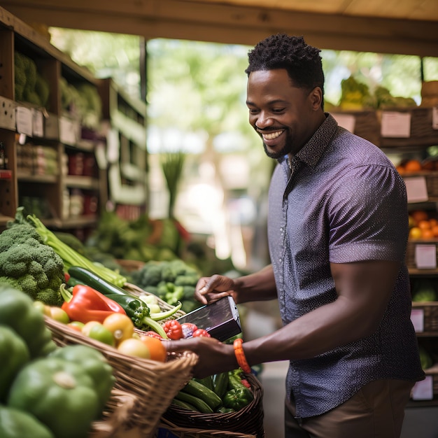 Afro-Amerikaanse consument Mannen kopen verse groenten