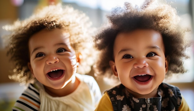 Afro-Amerikaanse en blanke baby's krijgen een band in de kinderopvang