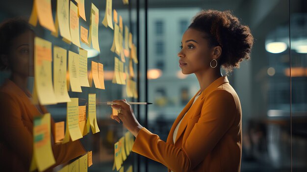 Afro-Amerikaanse en blanke projectmanagers die Kanban gebruiken