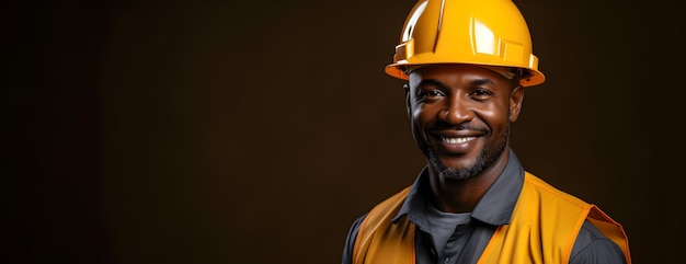 Afro-Amerikaanse industriële werknemer met veiligheidshelm Concept van veiligheidsmaatregelen geschoolde arbeidskrachten en arbeidskracht