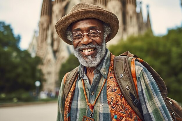 Afro-Amerikaanse man die reist in Barcelona Generatieve AI