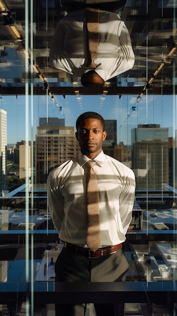 Foto afro-amerikaanse man in een modern kantoor.