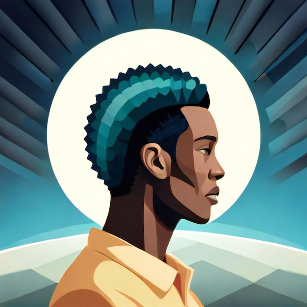 Afro-Amerikaanse man in het maanlicht Wereld Mental Health Day Concept