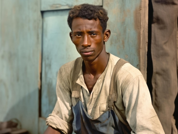 Afro-Amerikaanse man uit begin 20e eeuw gekleurde oude foto