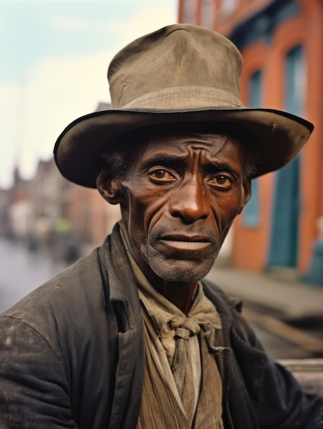 Afro-Amerikaanse man uit begin 20e eeuw gekleurde oude foto