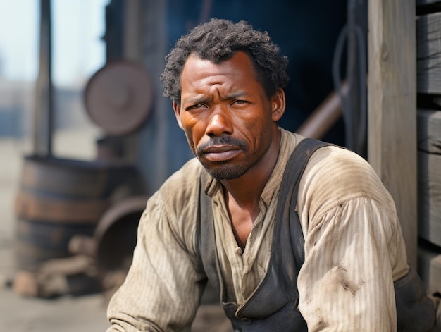 Afro-Amerikaanse man uit begin 20e eeuw gekleurde oude foto