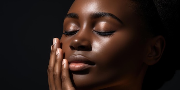 Afro-Amerikaanse vrouw die een gezichtsmaskerbehandeling krijgt in een spa om haar huidverzorgingsroutine te verbeteren