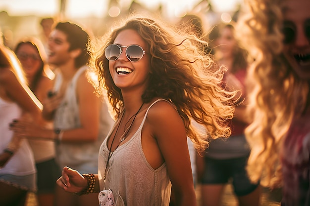 Afro-Amerikaanse vrouw die plezier heeft op het festival