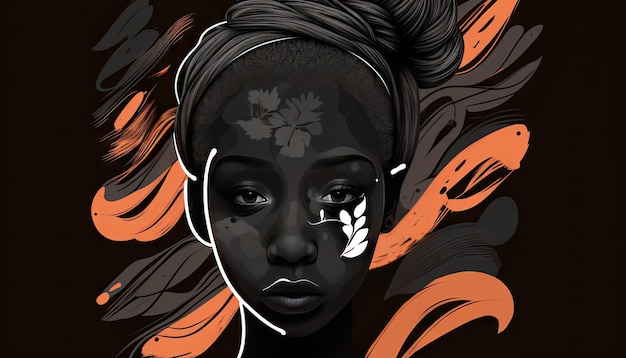 Afro black woman face silhouette vector