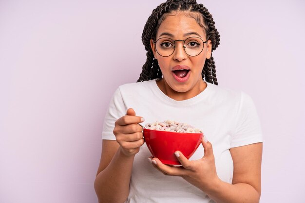 Afro black woman with braids. breakfast concept