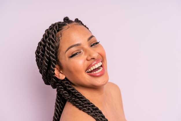 Afro black woman with braids close up. beauty concept