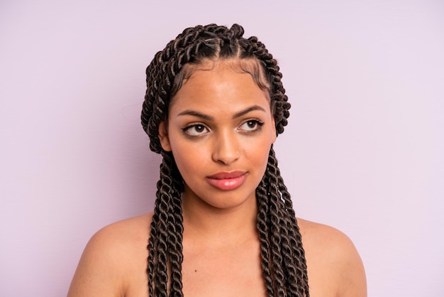 Afro black woman with braids close up. beauty concept