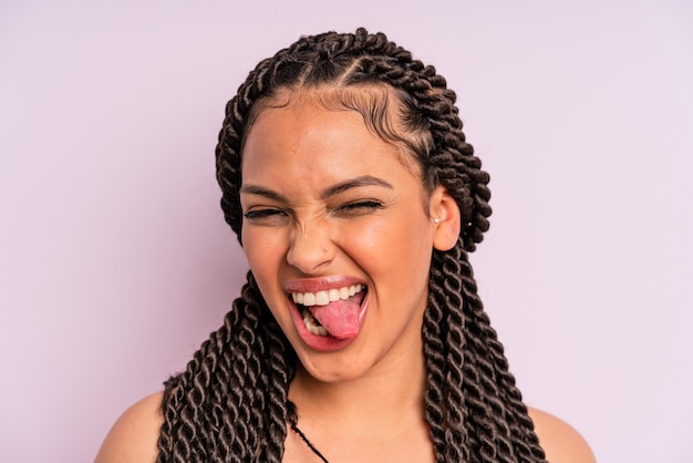 Afro black woman with braids close up. beauty concept