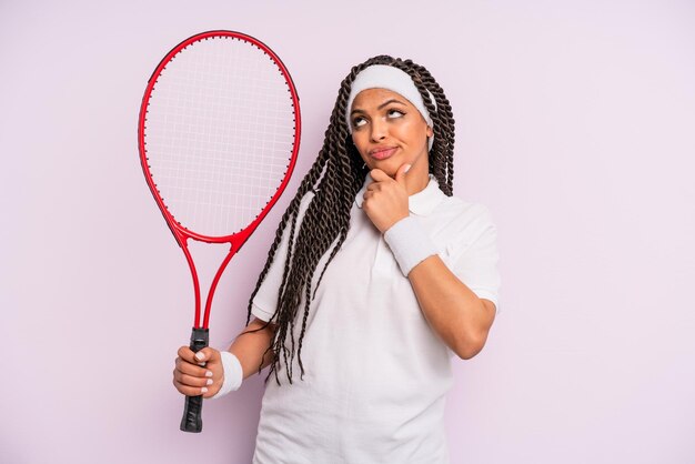 afro black woman with braids. tennis concept