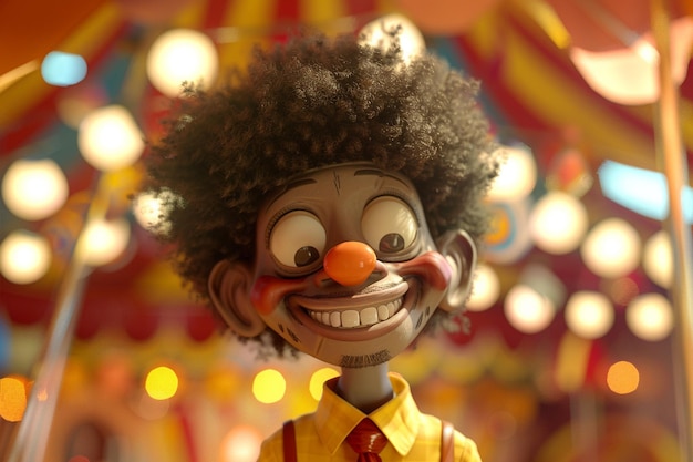 Afro cartoon personage gaat naar het circus