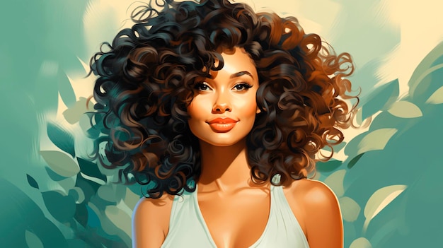 Photo afro curly hair beauty model woman with happy smile