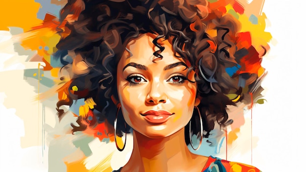 Afro Curly Hair Beauty Model Woman with Happy Smile