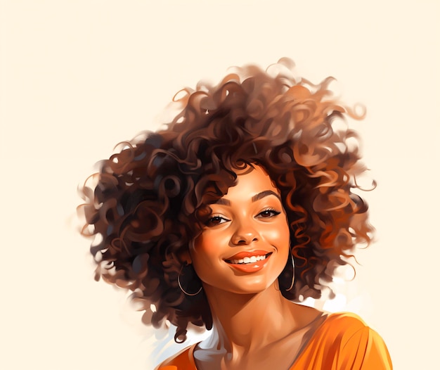 Photo afro curly hair beauty model woman with happy smile