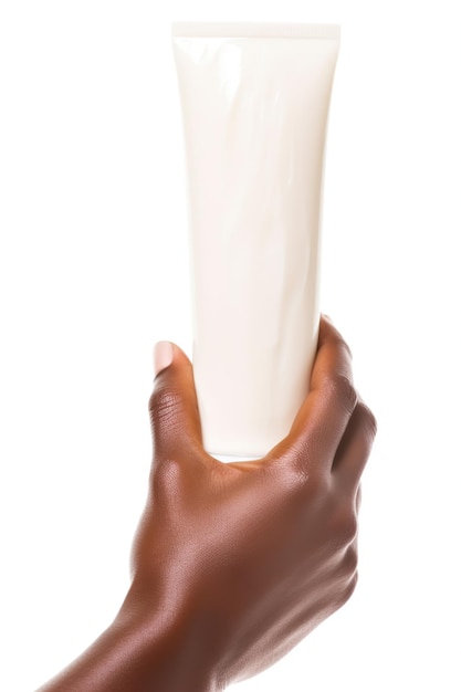 Afro female hand holding cream tube mock up style AI Generated