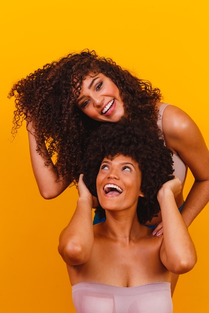 Afro friends with curly hair