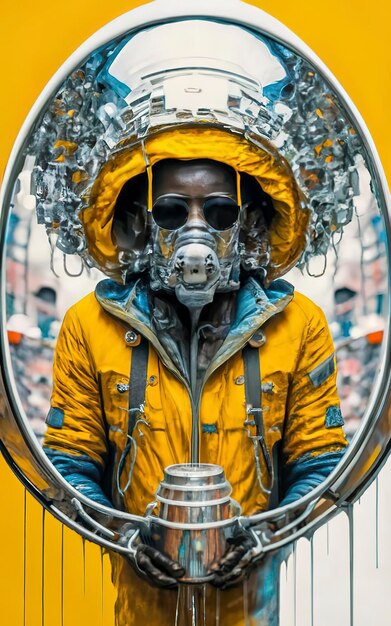 Afro futuristic colorful street market vendor