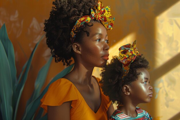 Foto afro madre e figlia che giocano a vestirsi