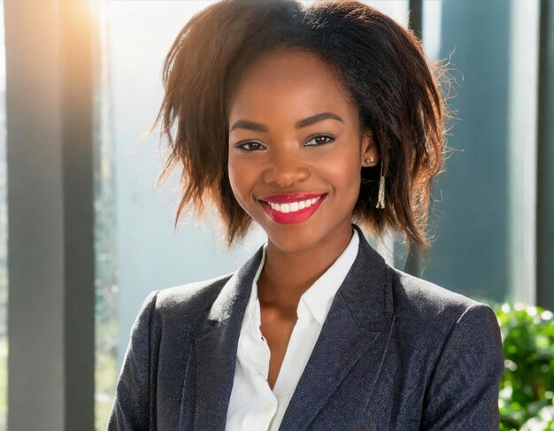 afro woman pretty smiling african american businesswoman portrait in suit