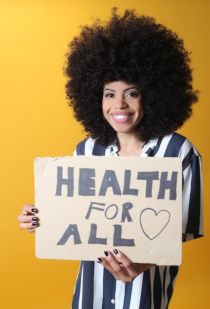 afro woman protesting for health