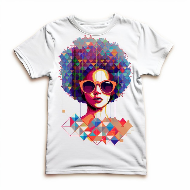 Афро женщина с дизайном футболки солнцезащитных очков в стиле generativi ai