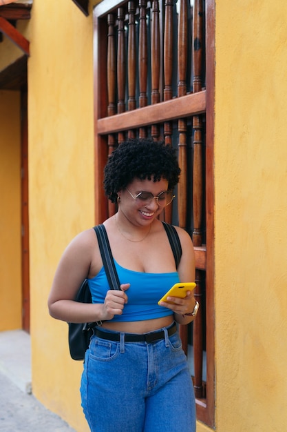 Afro Women Using A Cellphone