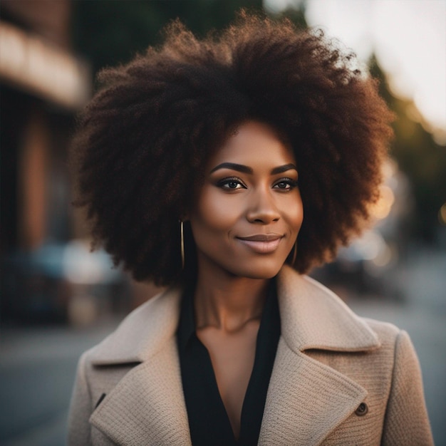 Afro young adult woman exudes confidence image ai generated