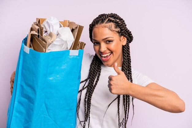 Afro zwarte vrouw met vlechten crecycle concept