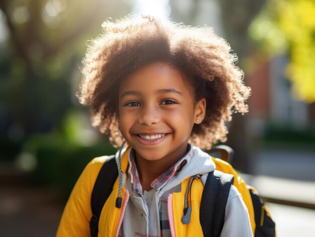 Afroamerican Girls' Education Happy beautiful afro Girl is smilling Generative AI