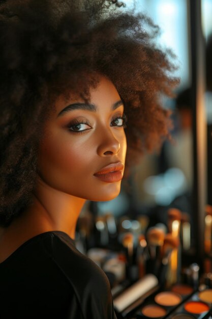 AfroAmerican woman make makeup