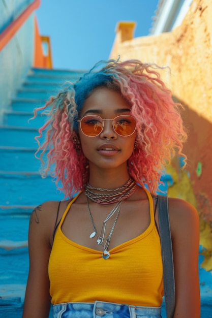 AfroAmerican woman with color hair