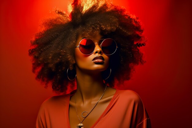 AfroCaribbean young woman wearing glasses Generative AI